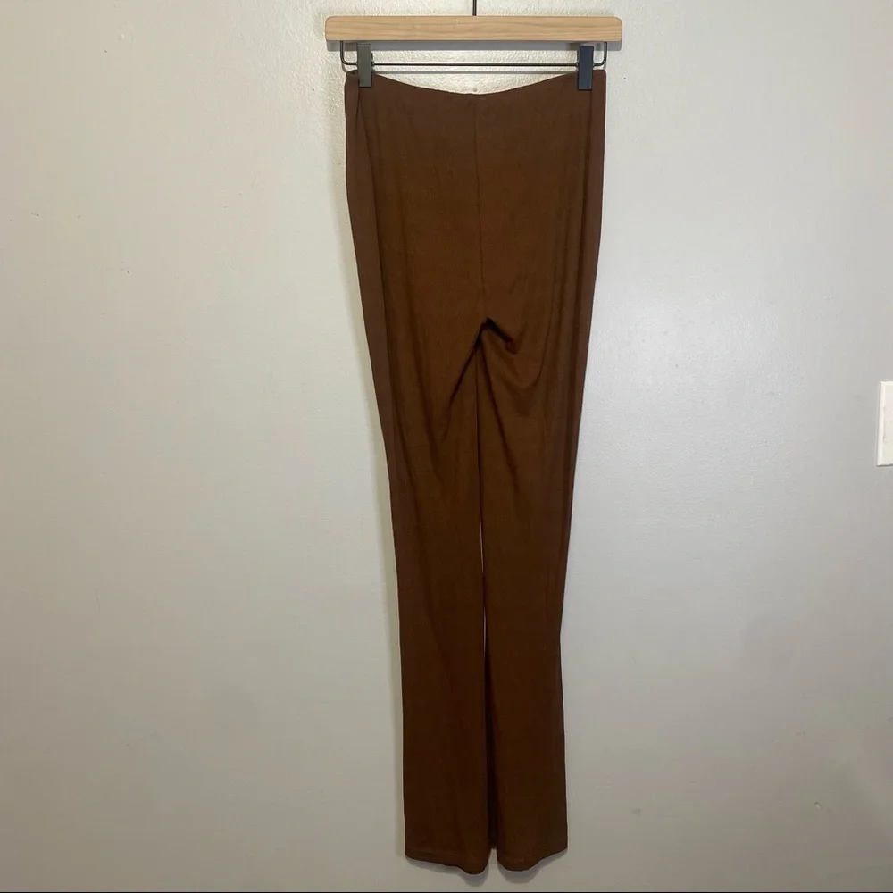 NWT Princess Polly Imogen Pants Tan Ribbed Drawstring Ruched Boot Cut Y2K Sz 6 - Picture 6 of 7